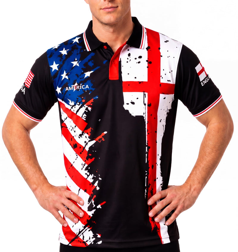 Fox & Fury England & USA Split Polo Collar Soccer Jersey – Unisex