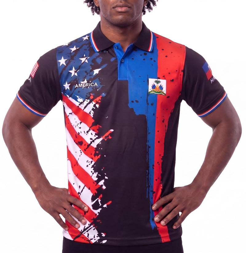 Fox & Fury Haiti & USA Split Polo Collar Soccer Jersey – Unisex