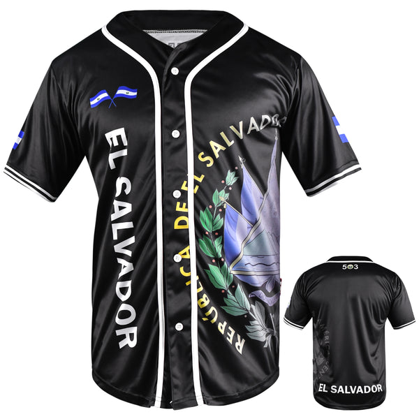 Fury EL Salvador Black and Blue Baseball Jersey - Unisex